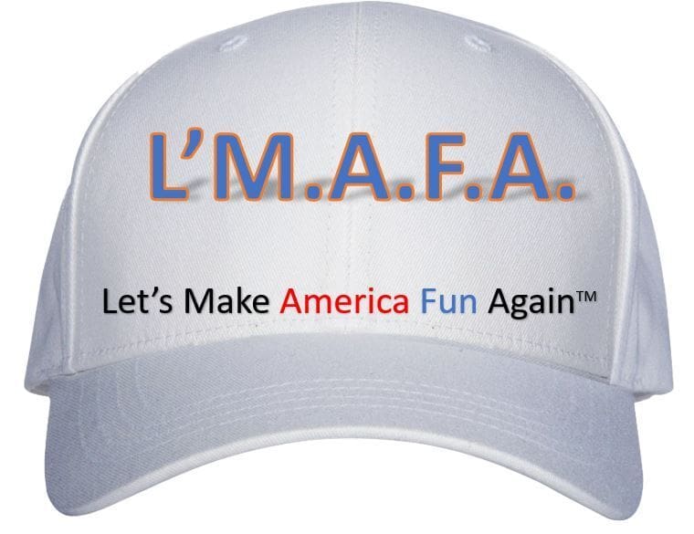 A white hat with the words l 'm afa on it.